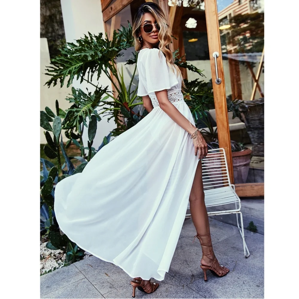 Eyelet Embroidery Tie Front Kimono in White - Picture 3 of 7